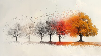 A visual story of a single tree's change through the seasons, its leaves collecting dust and pollutants over time