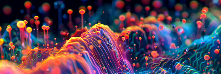 Fraktale 3D Elemente. Mikroskopische Plasm Moleküle. Neue Technologie unter Mikroskop  © shokokoart