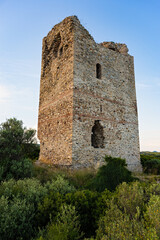 Fototapeta na wymiar The remains of the Byzantine tower of Apollonia in Macedonia, Greece