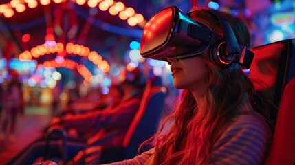 A virtual reality theme park experience, with thrilling rides and attractions accessed from home