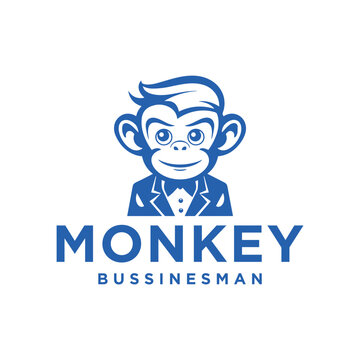 Monkey businessman logo vector illustration
