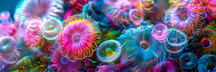 Fraktale 3D Elemente. Mikroskopische Plasm Moleküle. Neue Technologie unter Mikroskop  © shokokoart