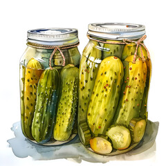 Pickled cucumbers in glass jar