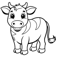 cow cartoon isolated on line art