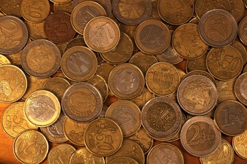 Inflation Impact: Vertical Shot of Scattered Small Change