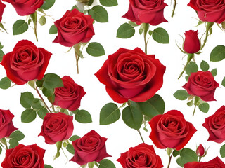 Red Roses Bouquet on White Background