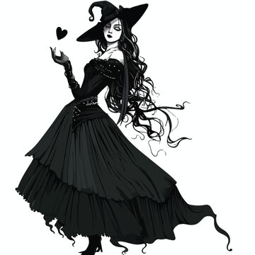 Gothic Witch Love Clipart clipart isolated on white background 