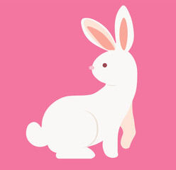 Easter white bunny holiday vector illustration 