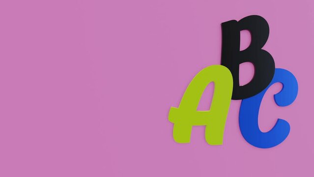 ABC On pink background animated alphabet abc