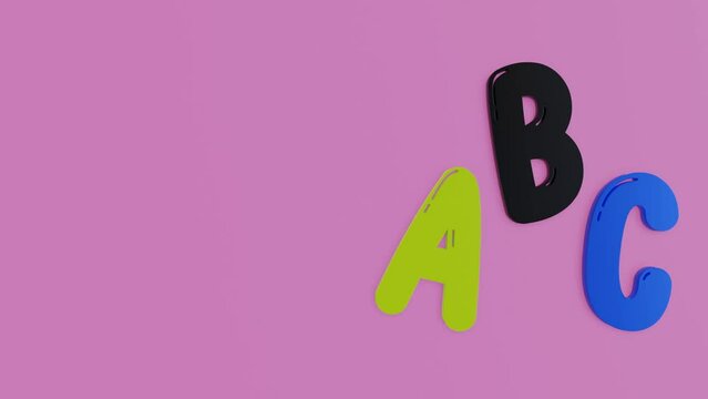 ABC On pink background animated alphabet abc