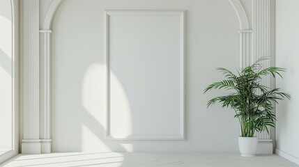 Mock up frame, gallery style, home room interior, 3d render
