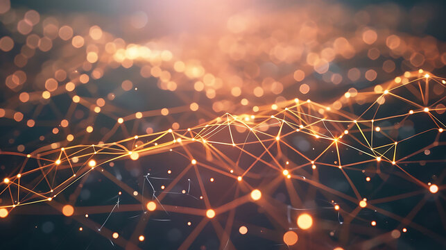 Elegant orange glowing plexus. Futuristic technology concept. Abstract background.