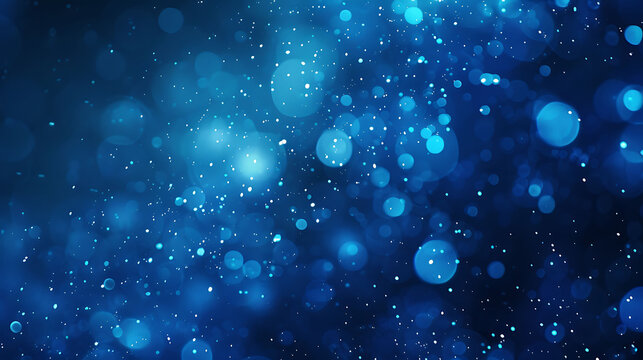 Blue abstract background with bokeh lights.