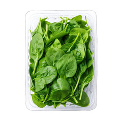 a Fresh green Spinach in a plastic package box png