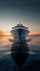 Dawn of a Sea Adventure  Luxurious Cruise Ship Embarking on an Exclusive Ocean Voyage - obrazy, fototapety, plakaty