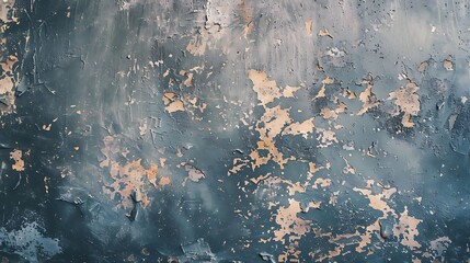 Blue and white abstract grunge background with peeling paint texture. Weathered wall backdrop with cracks and distressed surface. - obrazy, fototapety, plakaty