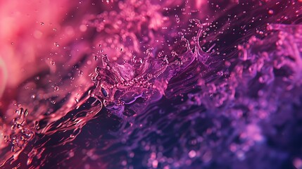 Abstract background with purple and pink gradient. The image is a high-resolution 3D rendering of a liquid surface with a splash of water.