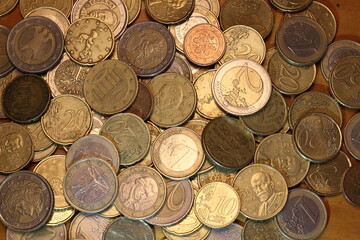 Inflation Impact: Vertical Shot of Scattered Small Change