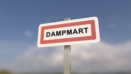 City sign of Dampmart. Entrance of the town of Dampmart in, Seine-et-Marne, France
