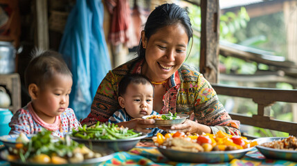 parent and child having food