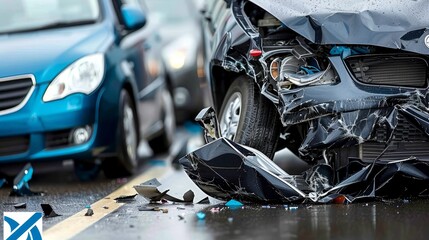 Car collision on isolated country road, emphasizing remote location for relevance in search results