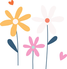 Spring cute flowers vector illustration 