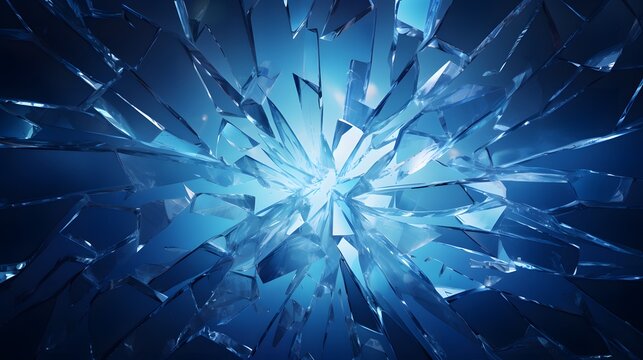 Shattered glass with blue theme illustration.