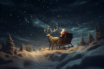 Fotobehang Santa Claus riding sleigh © Michael Böhm