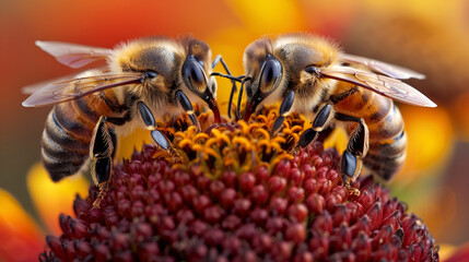 Realistic photo of bees