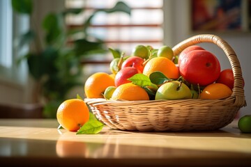 a basket of fruit on a table
