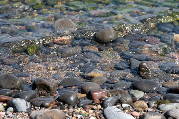 View of the surf on the pebble beach