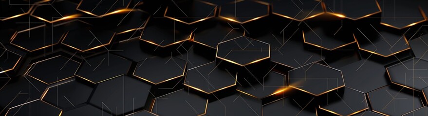 Futuristic Hexagon Glow on Dark Background