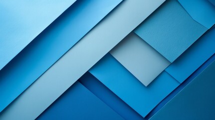 Layered blue panels with varying tones. Sleek geometric visual of blue tones. Modern aesthetic of tonal blue geometric panels.