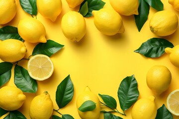 a group of lemons and leaves
