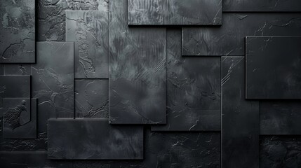 Abstract dark tile design with a layered geometric aesthetic. Modern and textured tiles for architectural interest. Artistic wall with a dark and sophisticated pattern.