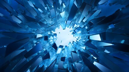 Shattered glass with blue theme illustration.