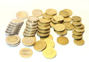 Isolated Wealth: Piles of Euros Amid Economic Flux