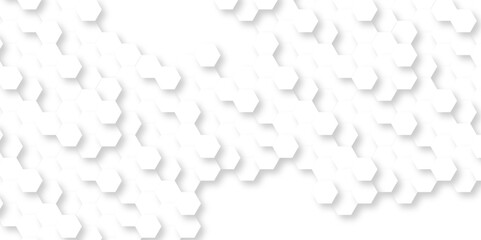 Seamless creative geometric Pattern of white hexagon white abstract hexagon wallpaper or background. 3D Futuristic abstract honeycomb mosaic white background. white hexagon geometric texture. - obrazy, fototapety, plakaty