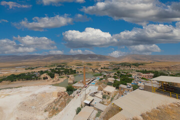 Hasankeyf before being flooded. View from Hasankeyf castle. Hasankeyf bridge, Historical Hasankeyf