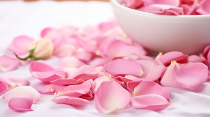 Petals of pink rose spa background 