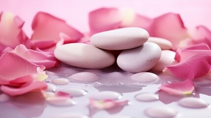 Obraz na płótnie Canvas Petals of pink rose spa background 