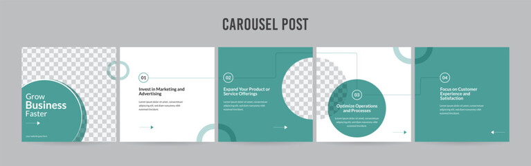 Stunning Carousel Post Template, Editable Social Media Layout Design, business Instagram & Linkedin Carousel Post, Template eps 10.	