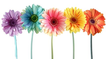 Vibrant Watercolor Gerbera Daisy Bouquet - Cheerful Floral Design for and Greetings - obrazy, fototapety, plakaty