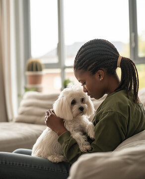 gorl and dog