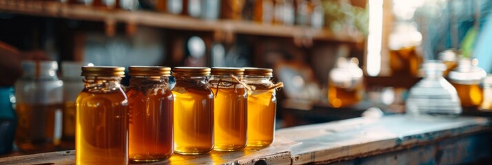Natural honey products at a honey farm - obrazy, fototapety, plakaty