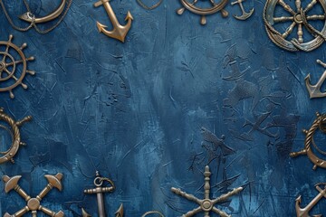 Naklejka premium Nautical theme background with maritime decorations