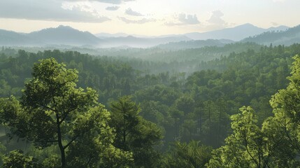 Obraz premium Lush Green Forest Filled With Trees