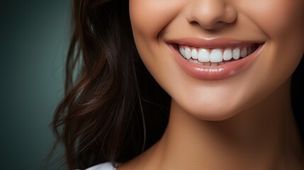 A close-up image of a smiling person's mouth area