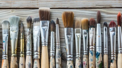 Obraz premium Row of artist paintbrushes 
