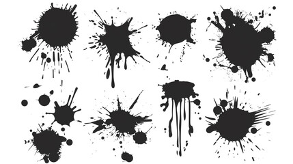 set of ink blots isolated